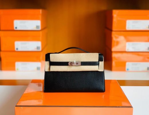 Hermes Mini Kelly Pochette Black Swift Gold Hardware